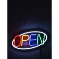 Φωτιστικό Ταμπέλα Φωτεινή Επιγραφή NEON LED Σήμανσης Animated Ovale OPEN 30W AC 230V με Διακόπτη On/Off και Ασύρματο Χειριστήριο IR Λευκό - Κόκκινο - Πράσινο - Κίτρινο - Γαλάζιο