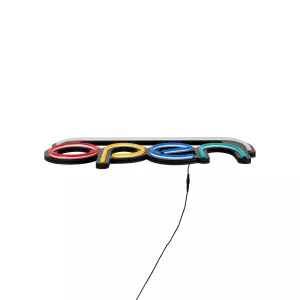 Φωτιστικό Ταμπέλα Φωτεινή Επιγραφή NEON LED Σήμανσης Animated OPEN 30W AC 230V με Διακόπτη On/Off και Ασύρματο Χειριστήριο IR Λευκό - Κόκκινο - Πράσινο - Κίτρινο - Γαλάζιο