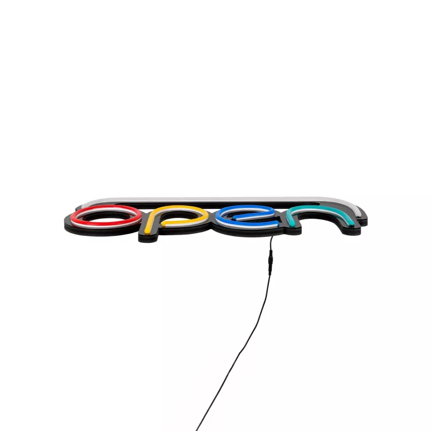 Φωτιστικό Ταμπέλα Φωτεινή Επιγραφή NEON LED Σήμανσης Animated OPEN 30W AC 230V με Διακόπτη On/Off και Ασύρματο Χειριστήριο IR Λευκό - Κόκκινο - Πράσινο - Κίτρινο - Γαλάζιο