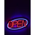 Φωτιστικό Ταμπέλα Φωτεινή Επιγραφή NEON LED Σήμανσης Animated Ovale OPEN 30W AC 230V με Διακόπτη On/Off και Ασύρματο Χειριστήριο IR Μπλε - Κόκκινο