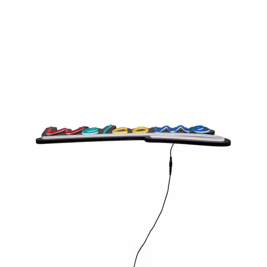 Φωτιστικό Ταμπέλα Φωτεινή Επιγραφή NEON LED Σήμανσης Animated WELCOME 30W AC 230V με Διακόπτη On/Off και Ασύρματο Χειριστήριο IR Κόκκινο - Πράσινο - Κίτρινο - Μπλε - Λευκό