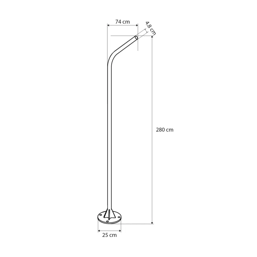 GLOBOSTAR® URBANO-280  Μεταλλικός Γαλβανισμένος Στύλος Φωτισμού για Φωτοβολταϊκό Φωτιστικό Δρόμου Εξωτερικού Χώρου - RAL 7016 Γκρι Ανθρακί - Μ84 x Π25 x Υ280cm