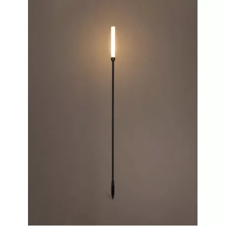 GLOBOSTAR® REED  Φωτιστικό Κολωνάκι Κήπου με Καρφωτή Βάση LED 2W 180lm 360° DC 24V Αδιάβροχο IP65 Θερμό Λευκό 2700K - Sanan SMD Chip - Μαύρο Ματ - Μ2 x Π2 x Υ100cm