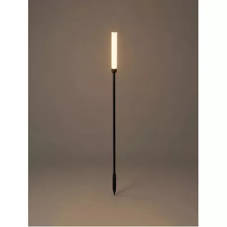 GLOBOSTAR® REED  Φωτιστικό Κολωνάκι Κήπου με Καρφωτή Βάση LED 2W 180lm 360° DC 24V Αδιάβροχο IP65 Θερμό Λευκό 2700K - Sanan SMD Chip - Μαύρο Ματ - Μ2 x Π2 x Υ80cm