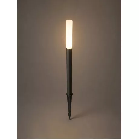 GLOBOSTAR® REED  Φωτιστικό Κολωνάκι Κήπου με Καρφωτή Βάση LED 5W 450lm 360° DC 24V Αδιάβροχο IP65 Θερμό Λευκό 2700K - Sanan SMD Chip - Μαύρο Ματ - Μ3 x Π3 x Υ65cm