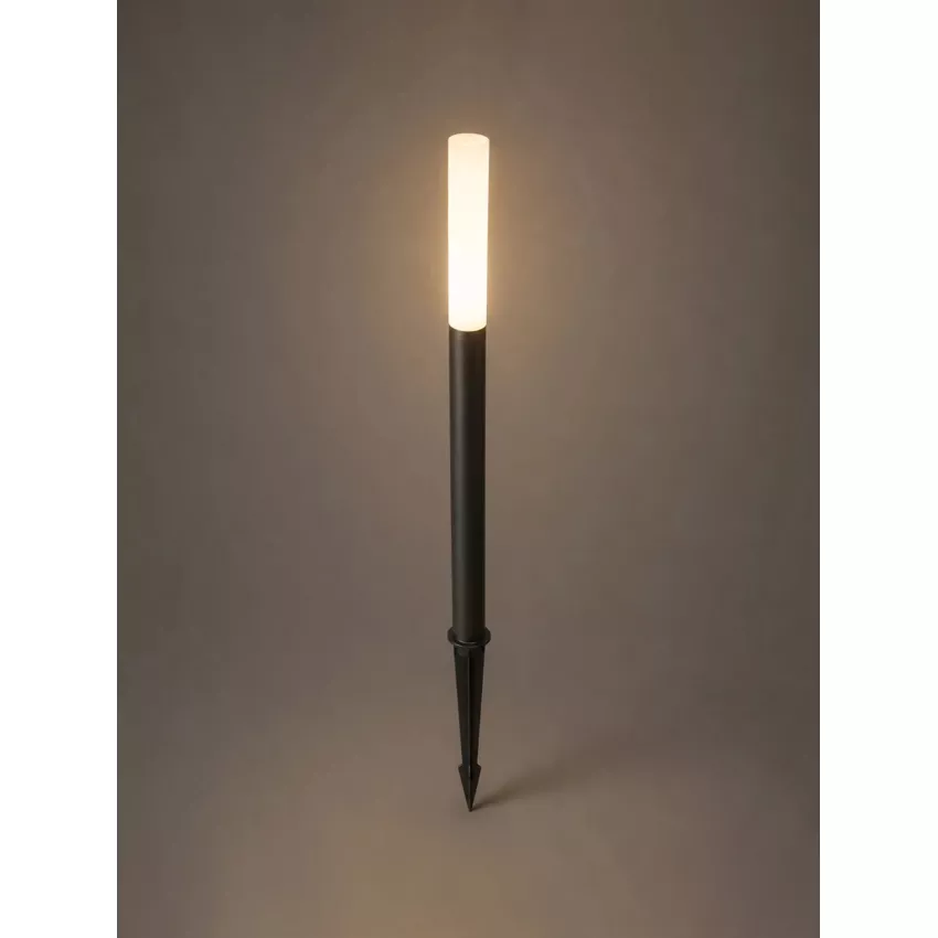 GLOBOSTAR® REED  Φωτιστικό Κολωνάκι Κήπου με Καρφωτή Βάση LED 5W 450lm 360° DC 24V Αδιάβροχο IP65 Θερμό Λευκό 2700K - Sanan SMD Chip - Μαύρο Ματ - Μ3 x Π3 x Υ65cm