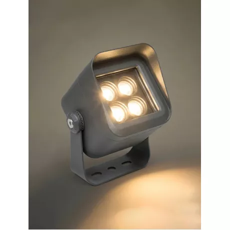 GLOBOSTAR® FLOODVIRA  Προβολέας Σποτ Wall Washer LED 8W 720lm 24° AC 220-240V Αδιάβροχο IP65 Θερμό Λευκό 2700K - Sanan SMD Chip - Γκρι Ανθρακί Ματ - Μ11 x Π9 x Υ15cm