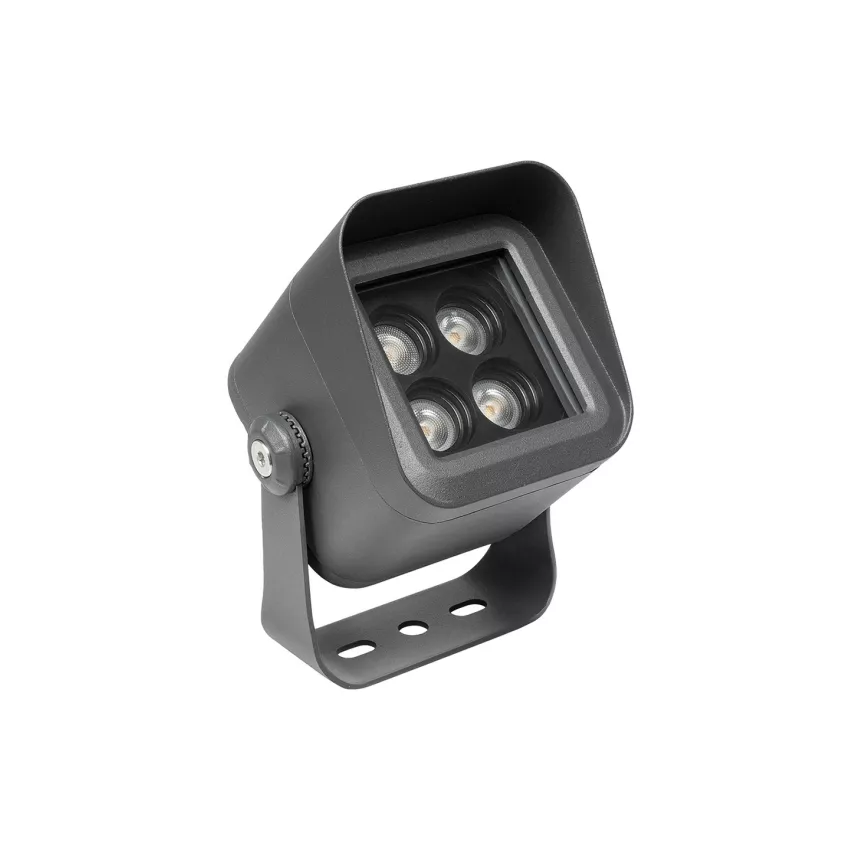 GLOBOSTAR® FLOODVIRA  Προβολέας Σποτ Wall Washer LED 8W 720lm 24° AC 220-240V Αδιάβροχο IP65 Θερμό Λευκό 2700K - Sanan SMD Chip - Γκρι Ανθρακί Ματ - Μ11 x Π9 x Υ15cm