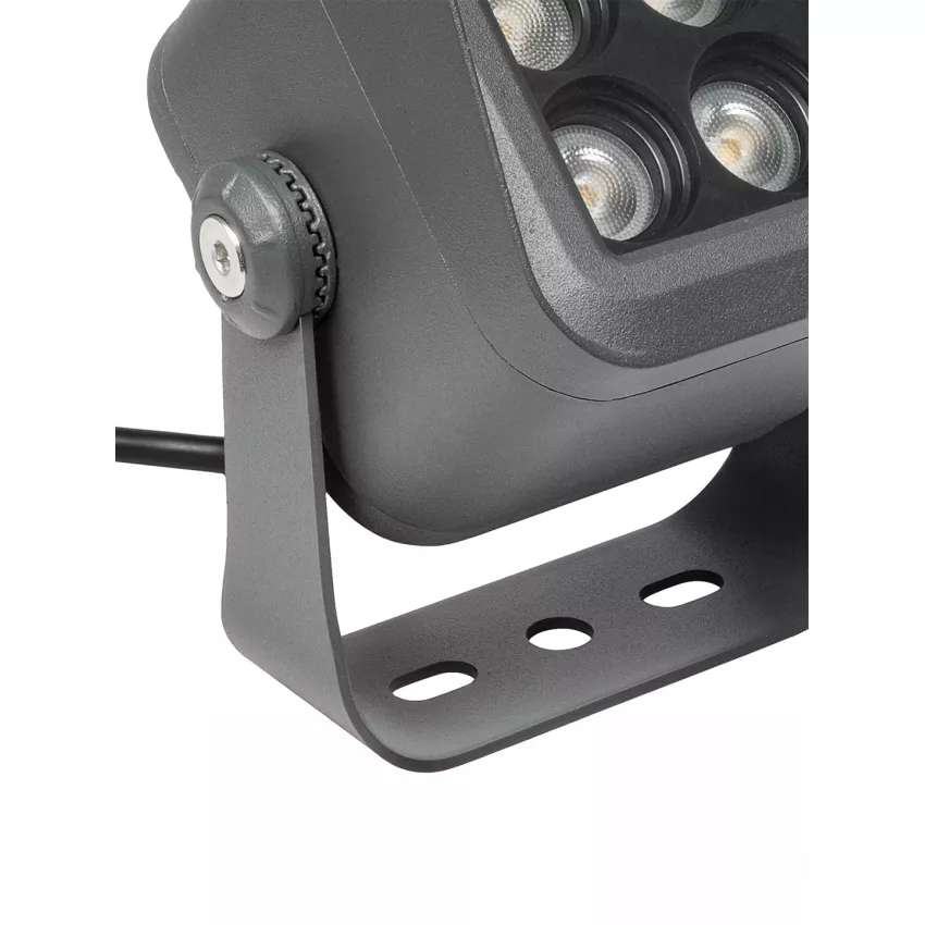 GLOBOSTAR® FLOODVIRA  Προβολέας Σποτ Wall Washer LED 8W 720lm 24° AC 220-240V Αδιάβροχο IP65 Θερμό Λευκό 2700K - Sanan SMD Chip - Γκρι Ανθρακί Ματ - Μ11 x Π9 x Υ15cm