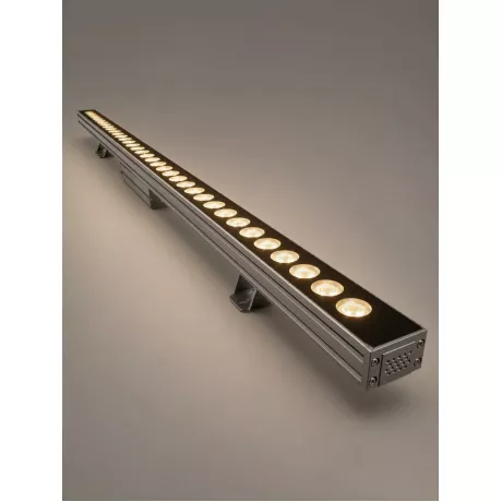 GLOBOSTAR® WASHERLUMA  Μπάρα Φωτισμού Wall Washer LED 36W 3240lm 30° AC 220-240V Αδιάβροχο IP65 Θερμό Λευκό 2700K - Sanan SMD Chip - Γκρι Ανθρακί Ματ - Μ100 x Π4 x Υ6.5cm
