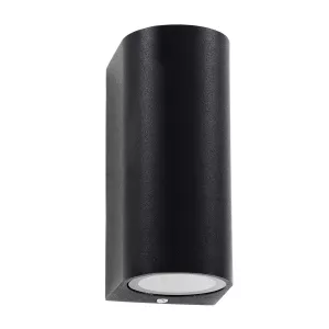 kelvo® MURANO  Φωτιστικό Τοίχου / Απλίκα για 2 Λάμπες MR16 με Ντουί GU10 AC 220-240V Αδιάβροχο IP65 - Μαύρο Ματ - Μ8 x Π8 x Υ15cm