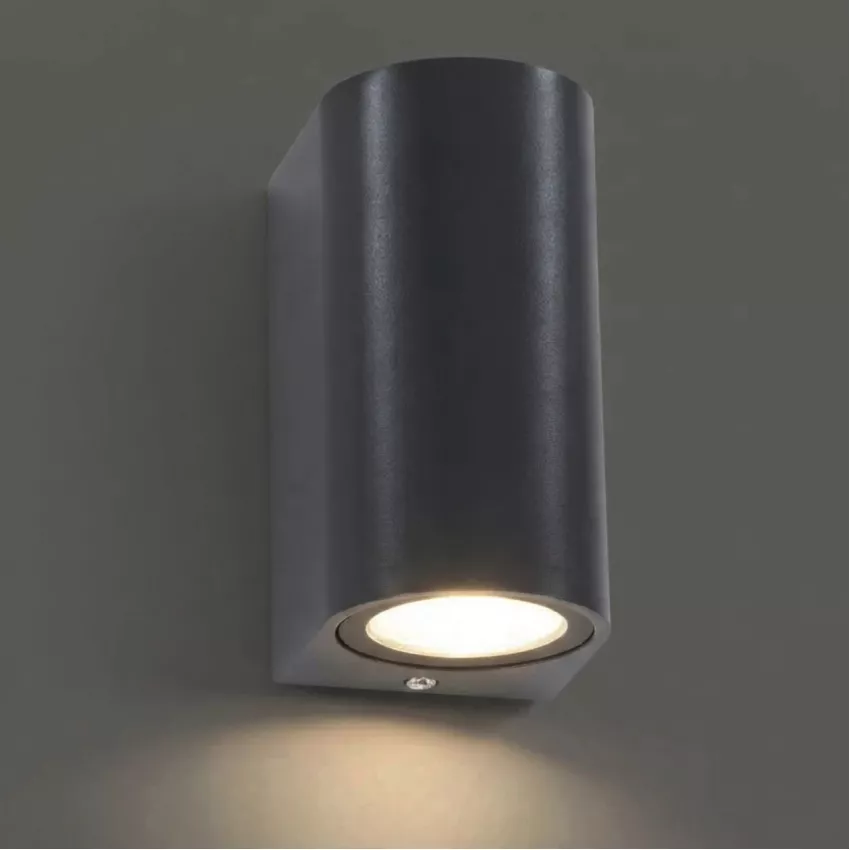 kelvo® MURANO  Φωτιστικό Τοίχου / Απλίκα για 2 Λάμπες MR16 με Ντουί GU10 AC 220-240V Αδιάβροχο IP65 - Γκρι Ανθρακί Ματ - Μ8 x Π8 x Υ15cm