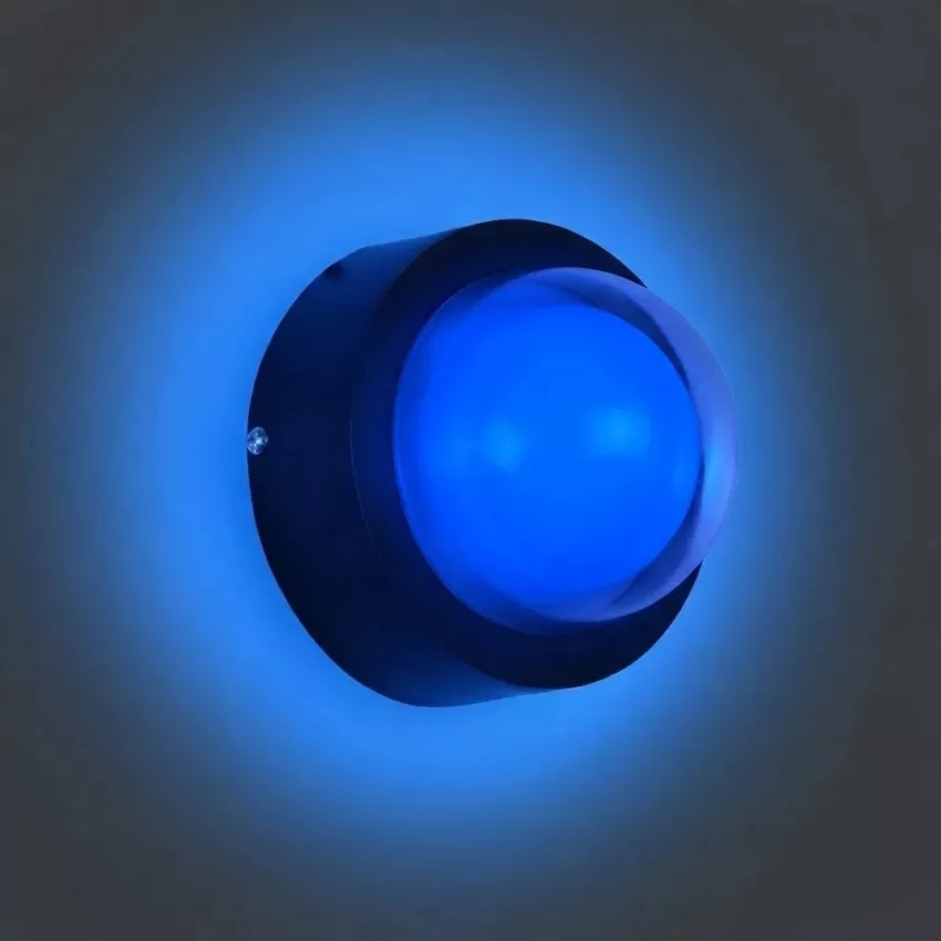 kelvo® NEXA  Φωτιστικό Τοίχου / Απλίκα LED 6W 360lm 180° AC 220-240V Αδιάβροχο IP65 Μπλε - Sanan SMD Chip & TÜV SÜD Driver - Μαύρο Ματ - Μ11 x Π8.5 x Υ11cm