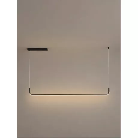 kelvo® LINARIA  Κρεμαστό Φωτιστικό Οροφής LED 36W 3600lm 180° AC 220-240V IP20 Ρυθμιζόμενο Λευκό CCT με Χειριστήριο από 2700K έως 6000K Dimmable - Lumileds SMD Chip - Μαύρο Ματ - Μ120 x Π2 x Υ10cm
