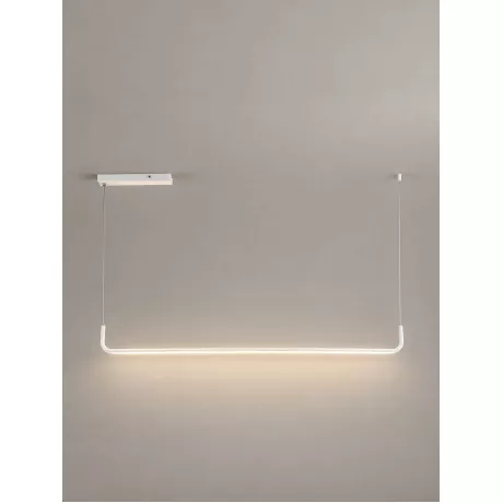 kelvo® LINARIA  Κρεμαστό Φωτιστικό Οροφής LED 36W 3600lm 180° AC 220-240V IP20 Ρυθμιζόμενο Λευκό CCT με Χειριστήριο από 2700K έως 6000K Dimmable - Lumileds SMD Chip - Λευκό Ματ - Μ120 x Π2 x Υ12cm