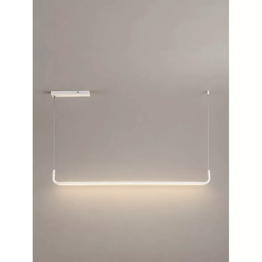 kelvo® LINARIA  Κρεμαστό Φωτιστικό Οροφής LED 36W 3600lm 180° AC 220-240V IP20 Ρυθμιζόμενο Λευκό CCT με Χειριστήριο από 2700K έως 6000K Dimmable - Lumileds SMD Chip - Λευκό Ματ - Μ120 x Π2 x Υ12cm