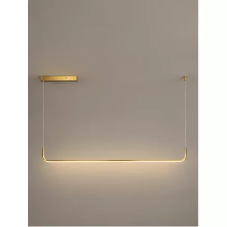 kelvo® LINARIA  Κρεμαστό Φωτιστικό Οροφής LED 36W 3600lm 180° AC 220-240V IP20 Ρυθμιζόμενο Λευκό CCT με Χειριστήριο από 2700K έως 6000K Dimmable - Lumileds SMD Chip - Χρυσό Πλατίνα - Μ120 x Π2 x Υ10cm
