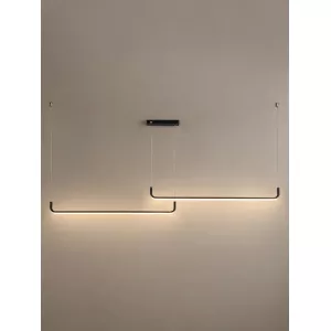 kelvo® LINARIA  Κρεμαστό Φωτιστικό Οροφής LED 72W 7200lm 180° AC 220-240V IP20 Ρυθμιζόμενο Λευκό CCT με Χειριστήριο από 2700K έως 6000K Dimmable - Lumileds SMD Chip - Μαύρο Ματ - Μ220 x Π4 x Υ25cm