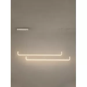 kelvo® LINARIA  Κρεμαστό Φωτιστικό Οροφής LED 72W 7200lm 180° AC 220-240V IP20 Ρυθμιζόμενο Λευκό CCT με Χειριστήριο από 2700K έως 6000K Dimmable - Lumileds SMD Chip - Λευκό Ματ - Μ130 x Π4 x Υ25cm
