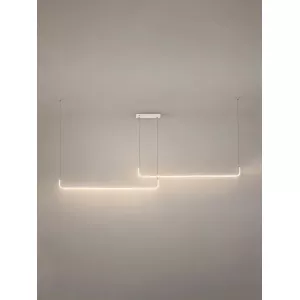 kelvo® LINARIA  Κρεμαστό Φωτιστικό Οροφής LED 72W 7200lm 180° AC 220-240V IP20 Ρυθμιζόμενο Λευκό CCT με Χειριστήριο από 2700K έως 6000K Dimmable - Lumileds SMD Chip - Λευκό Ματ - Μ220 x Π4 x Υ25cm