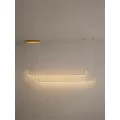 kelvo® LINARIA  Κρεμαστό Φωτιστικό Οροφής LED 72W 7200lm 180° AC 220-240V IP20 Ρυθμιζόμενο Λευκό CCT με Χειριστήριο από 2700K έως 6000K Dimmable - Lumileds SMD Chip - Σατινέ Χρυσό Βούρτσας - Μ220 x Π4 x Υ25cm