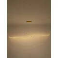 kelvo® LINARIA  Κρεμαστό Φωτιστικό Οροφής LED 72W 7200lm 180° AC 220-240V IP20 Ρυθμιζόμενο Λευκό CCT με Χειριστήριο από 2700K έως 6000K Dimmable - Lumileds SMD Chip - Χρυσό Πλατίνα - Μ212 x Π4 x Υ20cm