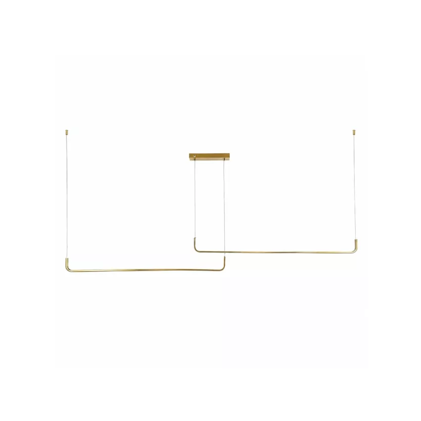 kelvo® LINARIA  Κρεμαστό Φωτιστικό Οροφής LED 72W 7200lm 180° AC 220-240V IP20 Ρυθμιζόμενο Λευκό CCT με Χειριστήριο από 2700K έως 6000K Dimmable - Lumileds SMD Chip - Χρυσό Πλατίνα - Μ212 x Π4 x Υ20cm