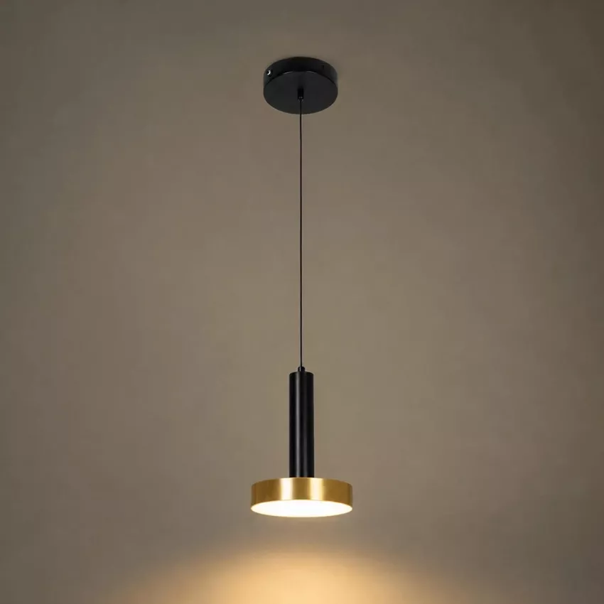 kelvo® ZANE  Κρεμαστό Φωτιστικό Οροφής LED 18W 1800lm 120° AC 220-240V IP20 Ρυθμιζόμενο Λευκό CCT με Χειριστήριο από 2700K έως 6000K Dimmable - Lumileds SMD Chip - Σατινέ Χρυσό Βούρτσας & Μαύρο Ματ - Μ15 x Π15 x Υ20cm