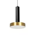 kelvo® ZANE  Κρεμαστό Φωτιστικό Οροφής LED 18W 1800lm 120° AC 220-240V IP20 Ρυθμιζόμενο Λευκό CCT με Χειριστήριο από 2700K έως 6000K Dimmable - Lumileds SMD Chip - Σατινέ Χρυσό Βούρτσας & Μαύρο Ματ - Μ15 x Π15 x Υ20cm