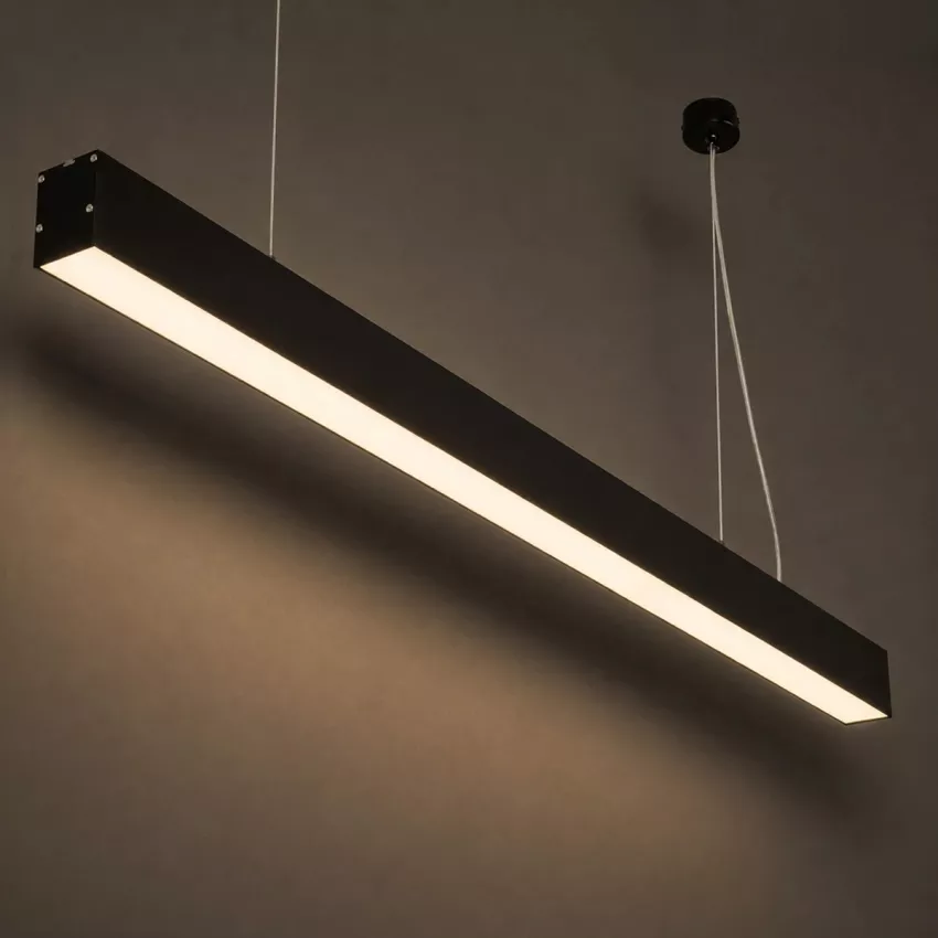 kelvo® ORION  Κρεμαστό Γραμμικό Φωτιστικό Οροφής LED 72W 7200lm 120° AC 220-240V IP20 Ρυθμιζόμενο Λευκό CCT με Χειριστήριο από 2700K έως 6000K Dimmable - Lumileds SMD Chip - Μαύρο Ματ - Μ120 x Π5 x Υ7.5cm