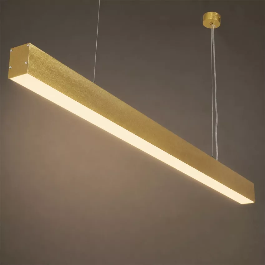 kelvo® ORION  Γραμμικό Κρεμαστό Φωτιστικό Οροφής LED 72W 7200lm 120° AC 220-240V IP20 Ρυθμιζόμενο Λευκό CCT με Χειριστήριο από 2700K έως 6000K Dimmable - Lumileds SMD Chip - Χρυσό Πλατίνα - Μ120 x Π5 x Υ7cm
