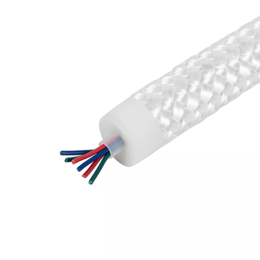 kelvo® GLOWFLEX  Ταινία Neon Flex με Πλεκτή Υφασμάτινη Επένδυση LED 14W/m 840lm/m 360° DC 24V Αδιάβροχο IP65 120 x SMD5054 Chip/m Πολύχρωμο RGB+WW Dimmable - Sanan SMD Chip - Μ1000 x Π2.2 x Υ2.2cm - Ρολό 10 Μέτρων