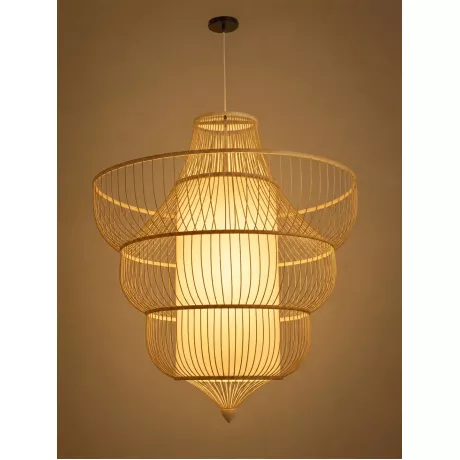 GLOBOSTAR® HIBISCUS  Boho Κρεμαστό Φωτιστικό Οροφής με Ντουί 1 x E27 AC 220-240V IP20 - Μπεζ - Μ100 x Π100 x Υ100cm