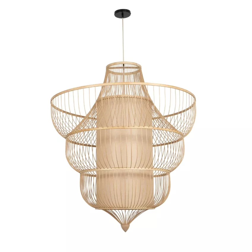 GLOBOSTAR® HIBISCUS  Boho Κρεμαστό Φωτιστικό Οροφής με Ντουί 1 x E27 AC 220-240V IP20 - Μπεζ - Μ100 x Π100 x Υ100cm