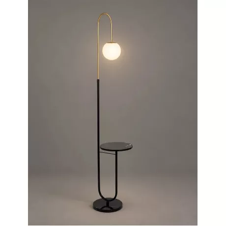 kelvo® CORDELIA  Επιδαπέδιο Φωτιστικό για Λάμπα με Ντουί 1 x E27 AC 220-240V IP20 - Μαύρο Ματ & Σατινέ Χρυσό Βούρτσας - Μ38 x Π30 x Υ180cm