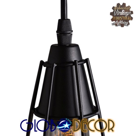 DROPS  Vintage Κρεμαστό Φωτιστικό Πλέγμα Πολύφωτο 6 x E27 IP20 Μαύρο Μέταλλο - 120cm