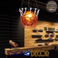 GLOBOSTAR® NBA  Μοντέρνο Κρεμαστό Φωτιστικό Οροφής με Ντουί 1 x E27 AC 220-240V IP20 - Πορτοκαλί - Μ32 x Π32 x Υ58cm