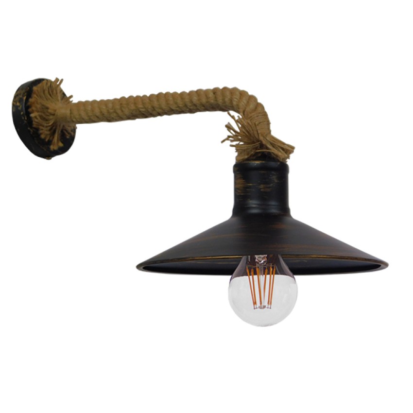 GLOBOSTAR® VINSA  Boho Φωτιστικό Τοίχου - Απλίκα με Ντουί 1 x E27 AC 220-240V IP20 - Μαύρο & Μπεζ - Μ50 x Π27 x Υ25cm