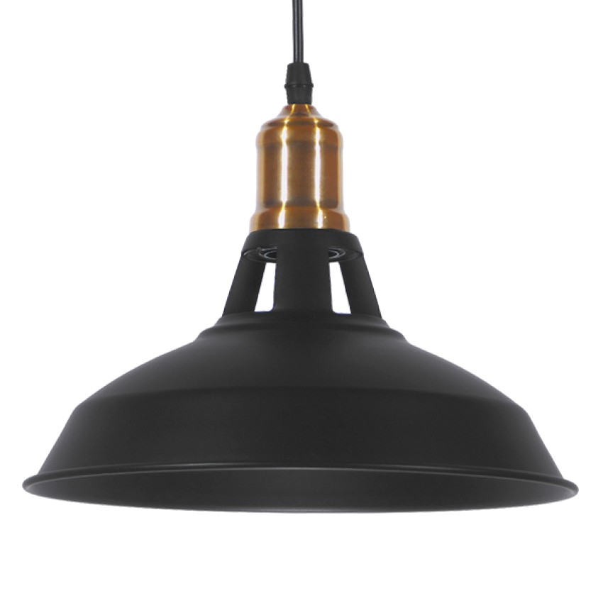 GLOBOSTAR® ANER  Vintage Κρεμαστό Φωτιστικό Οροφής με Ντουί 1 x E27 AC 220-240V IP20 - Μαύρο & Χρυσό - Μ27.5 x Π27.5 x Υ19cm