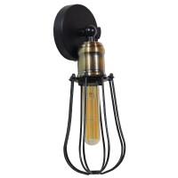 GLOBOSTAR® CATEL  Vintage Φωτιστικό Τοίχου - Απλίκα με Ντουί 1 x E27 AC 220-240V IP20 - Μαύρο & Χρυσό - Μ12 x 15 x Υ32cm