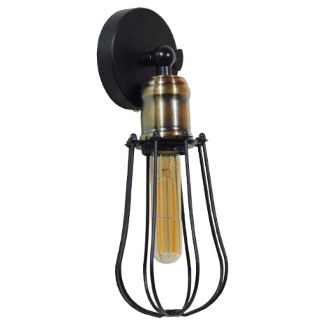 GLOBOSTAR® CATEL  Vintage Φωτιστικό Τοίχου - Απλίκα με Ντουί 1 x E27 AC 220-240V IP20 - Μαύρο & Χρυσό - Μ12 x 15 x Υ32cm