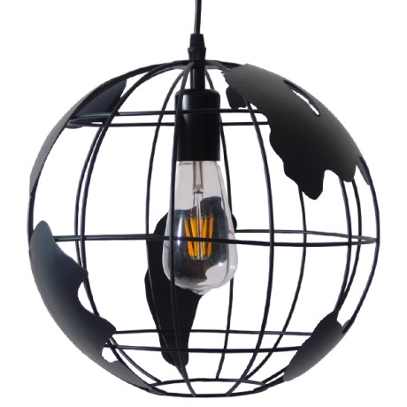 GLOBOSTAR® EARTH  Vintage Κρεμαστό Φωτιστικό Οροφής με Ντουί 1 x E27 AC 220-240V IP20 - Μαύρο - Μ30 x Π30 x Υ30cm
