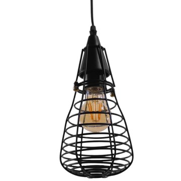 ALDO  Vintage Κρεμαστό Φωτιστικό Πλέγμα Μονόφωτο 1 x E27 IP20 Μαύρο Μέταλλο - Μ13 x Π13 x Υ27cm