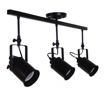 GLOBOSTAR® HOLLYWOOD  Vintage Φωτιστικό Οροφής με Ντουί 3 x E27 AC 220-240V IP20 - Μαύρο - Μ13 x Π78 x Υ38cm