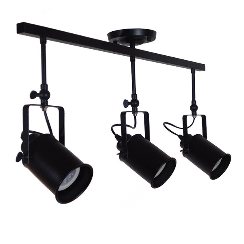 GLOBOSTAR® HOLLYWOOD  Vintage Φωτιστικό Οροφής με Ντουί 3 x E27 AC 220-240V IP20 - Μαύρο - Μ13 x Π78 x Υ38cm