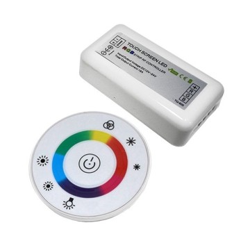 Ασύρματος LED RGB Controller με Λευκό Στρογγυλό Χειριστήριο Αφής 2.4G 12v (192w) - 24v (384w) DC