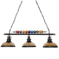 GLOBOSTAR® BILLIARD SERIES  Vintage Κρεμαστό Φωτιστικό Οροφής με Ντουί 3 x E27 AC 220-240V IP20 - Μαύρο & Μελί - Μ96 x Π25 x Υ30cm