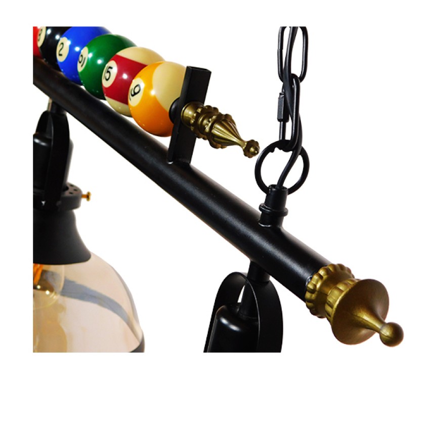 GLOBOSTAR® BILLIARD SERIES  Vintage Κρεμαστό Φωτιστικό Οροφής με Ντουί 3 x E27 AC 220-240V IP20 - Μαύρο & Μελί - Μ96 x Π25 x Υ30cm
