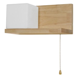 AMITY  Μοντέρνο Επιτοίχιο Φωτιστικό Απλίκα Μονόφωτο 1 x E27 IP20 Μπεζ Ξύλο με Λευκό Γυαλί - Μ30 x Π14.5 x Υ15cm