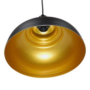 ANDY  Μοντέρνο Κρεμαστό Φωτιστικό Καμπάνα Μονόφωτο 1 x E27 IP20 Μαύρο & Χρυσό Μέταλλο - Μ35 x Π35 x Y28cm